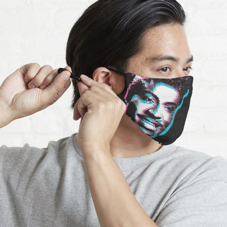 Little Richard pink and blue face mask